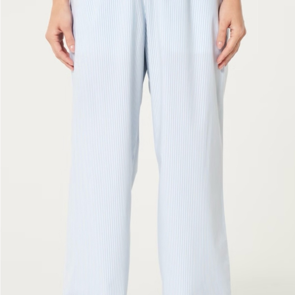 Hollister Blue and White Striped Poplin Pants